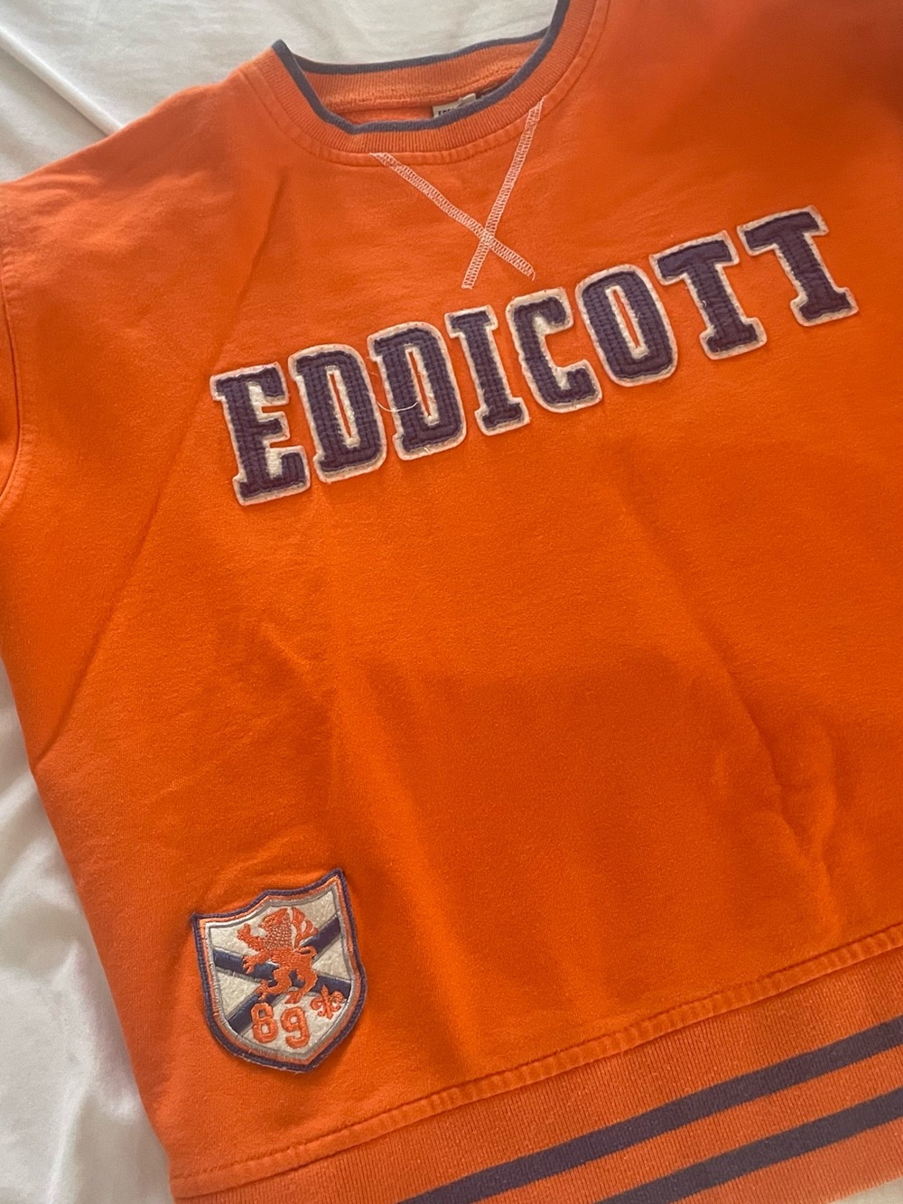 Orange Embroidered Eddicott Crewneck Sweater - Picture 2 of 4